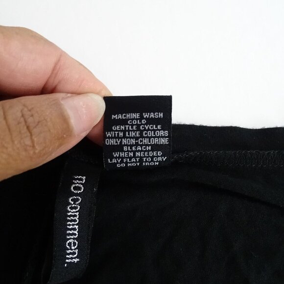 No Comment Black V-Neck T-Shirt Dress Women Size L Asymmetrical Hem With Pocket - Picture 5 of 7